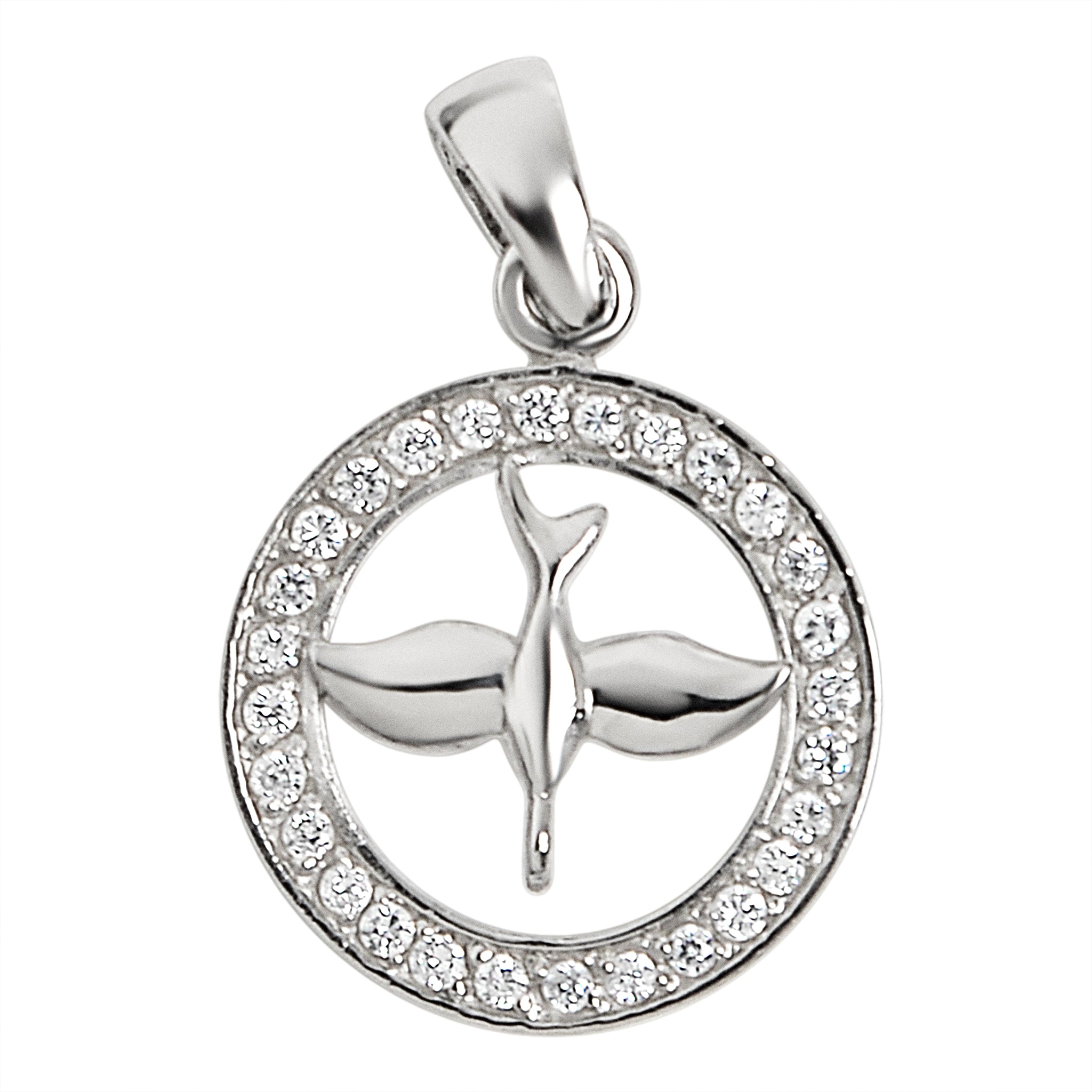 Sterling Silver CZ Circled Dove PENDANT / SSP0186