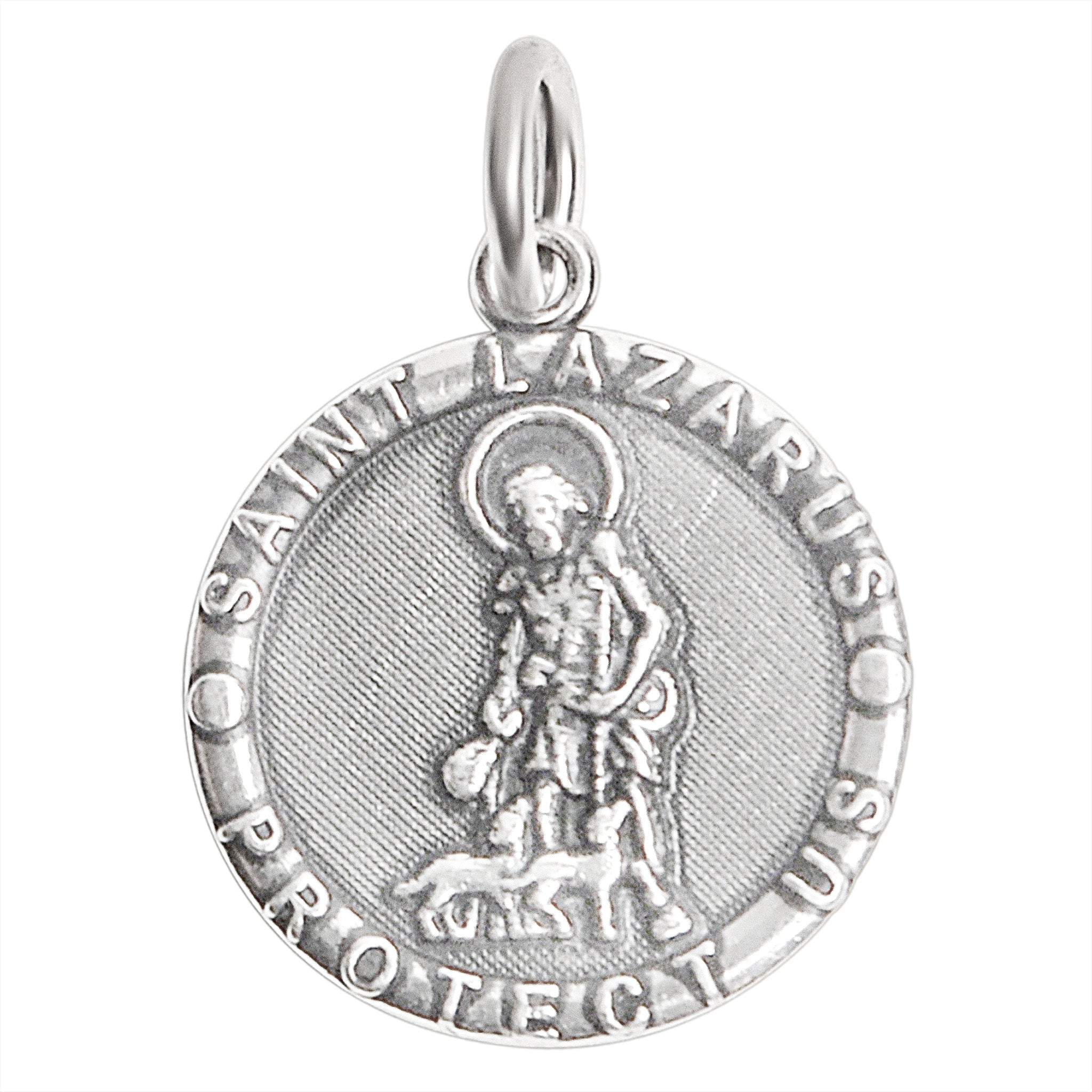 ''STERLING SILVER ''''Saint Lazarus Protect Us'''' Pendant / SSP0190''