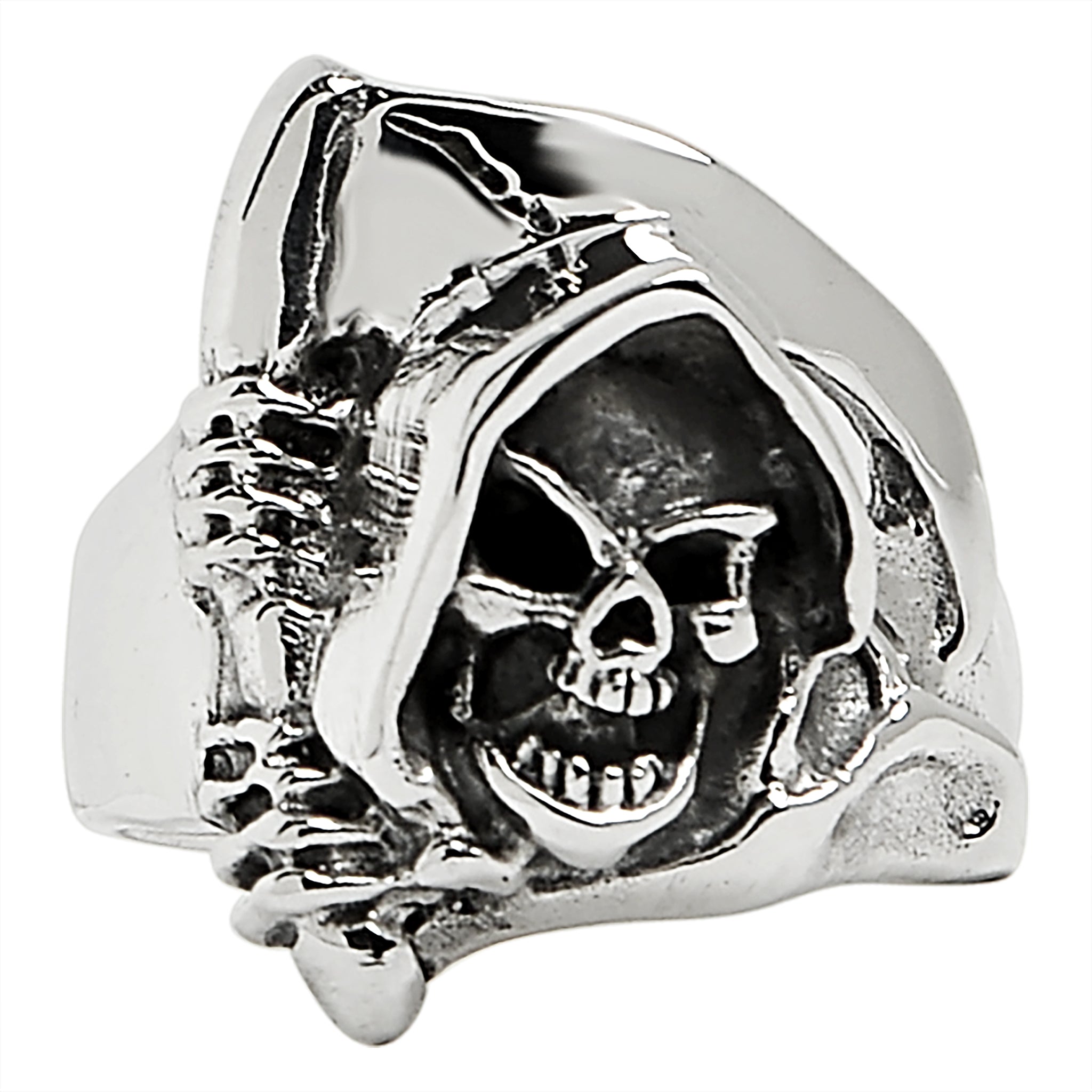 STERLING SILVER Grim Reaper Skull Ring / SSR0005