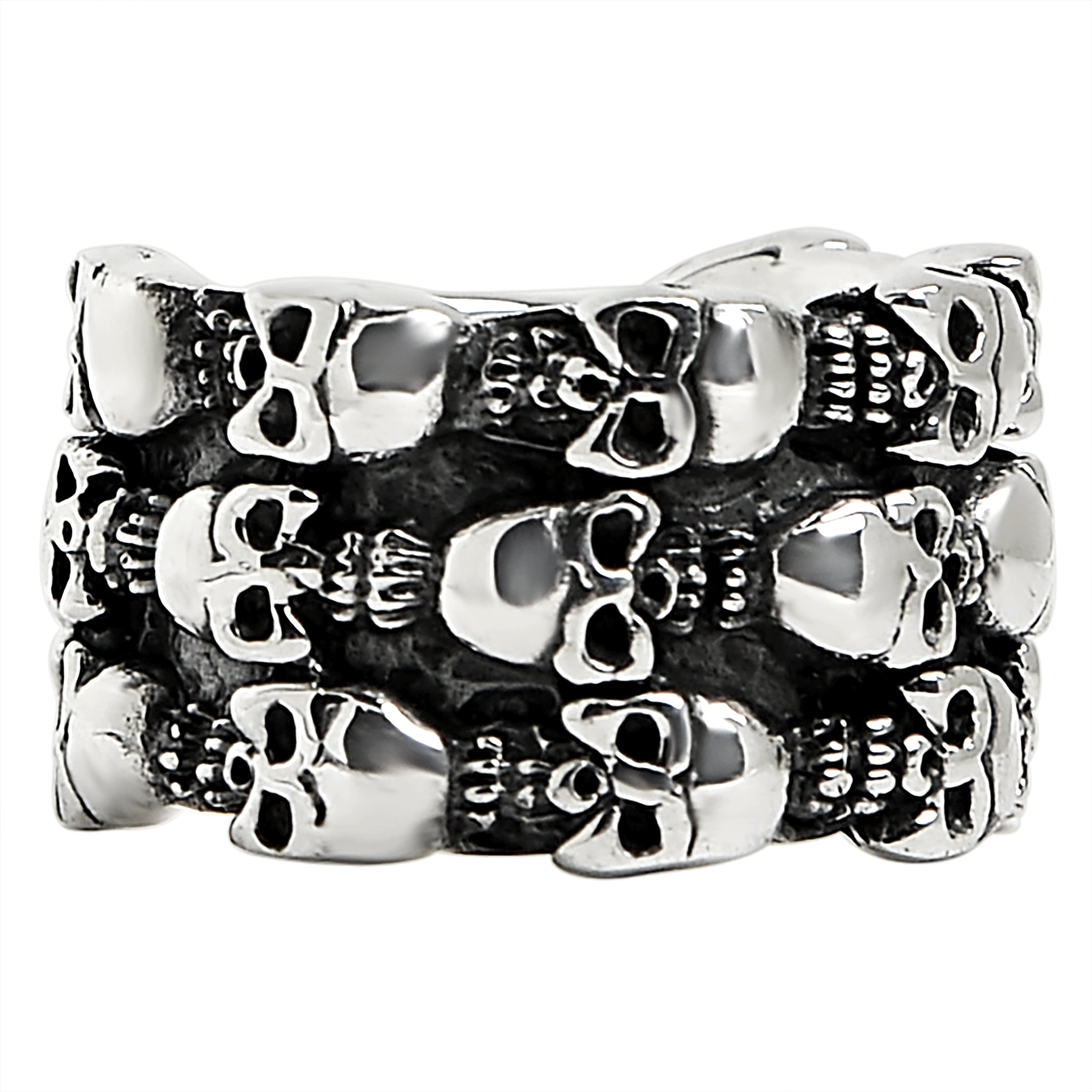 Sterling Silver Triple Layer SKULLs Ring / SSR0013