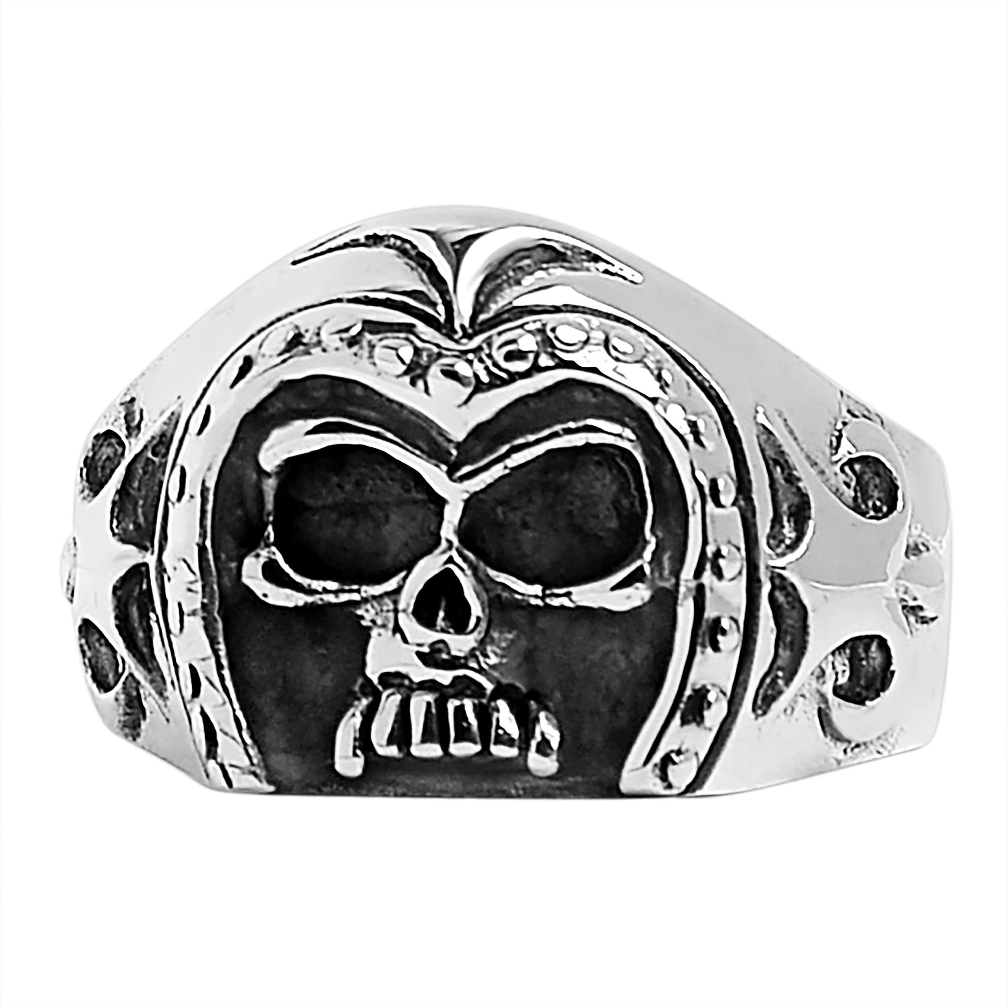 Sterling Silver Medieval Knight Warrior Skull RING / SSR0019