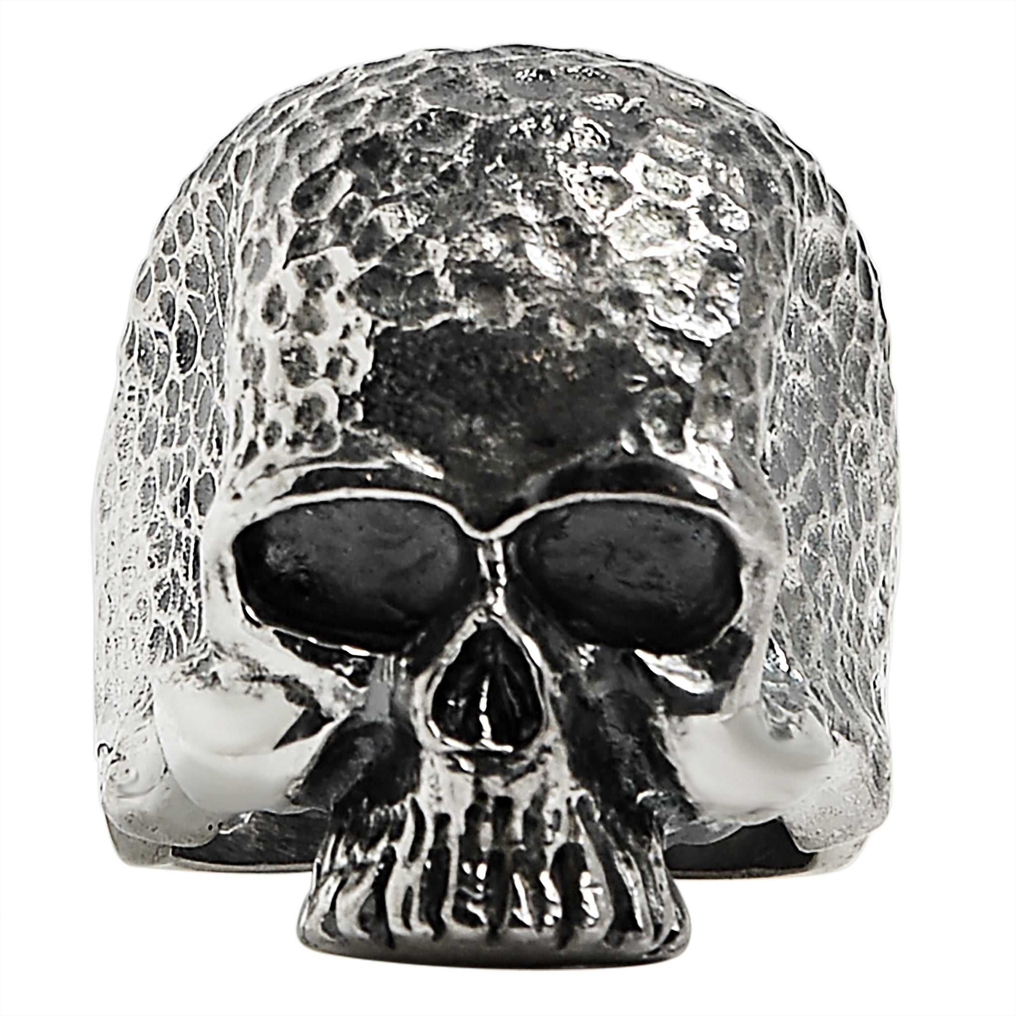 STERLING SILVER Hammered Texture Skull Ring / SSR0063