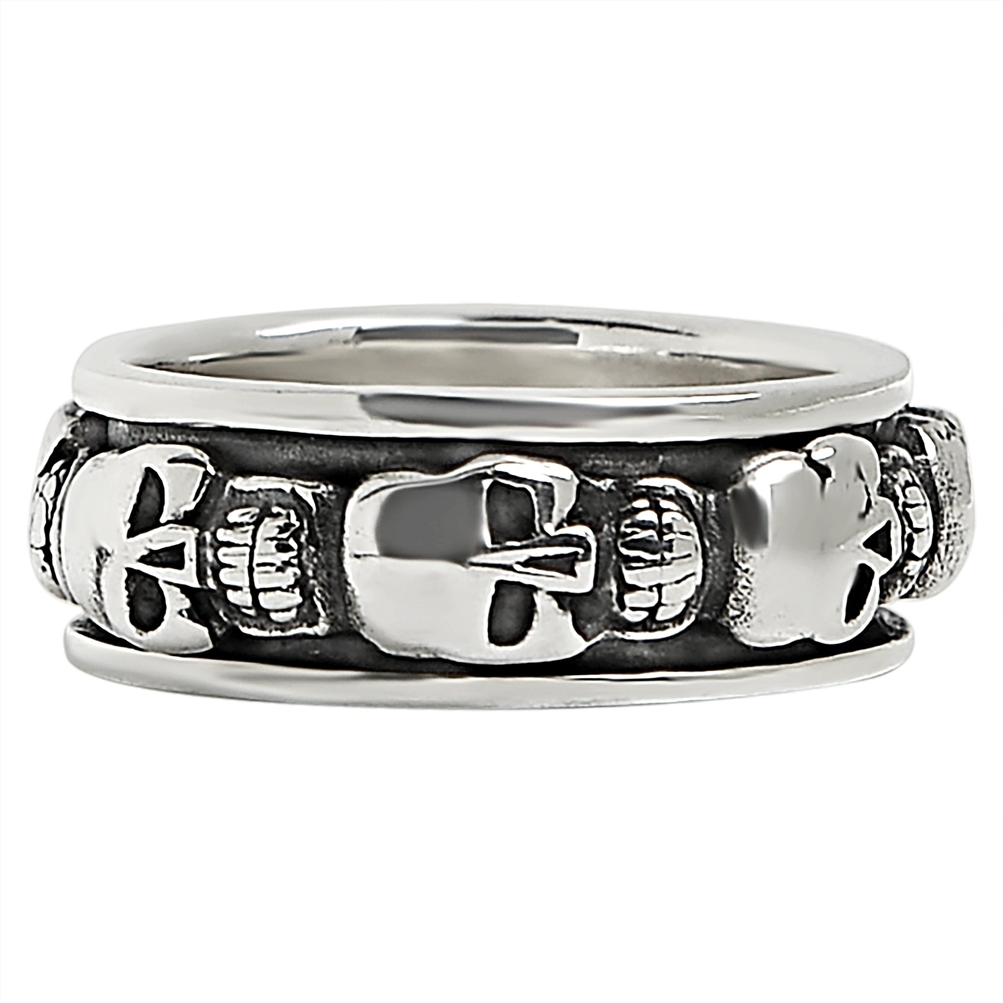 STERLING SILVER Skull Spinner Ring / SSR0066