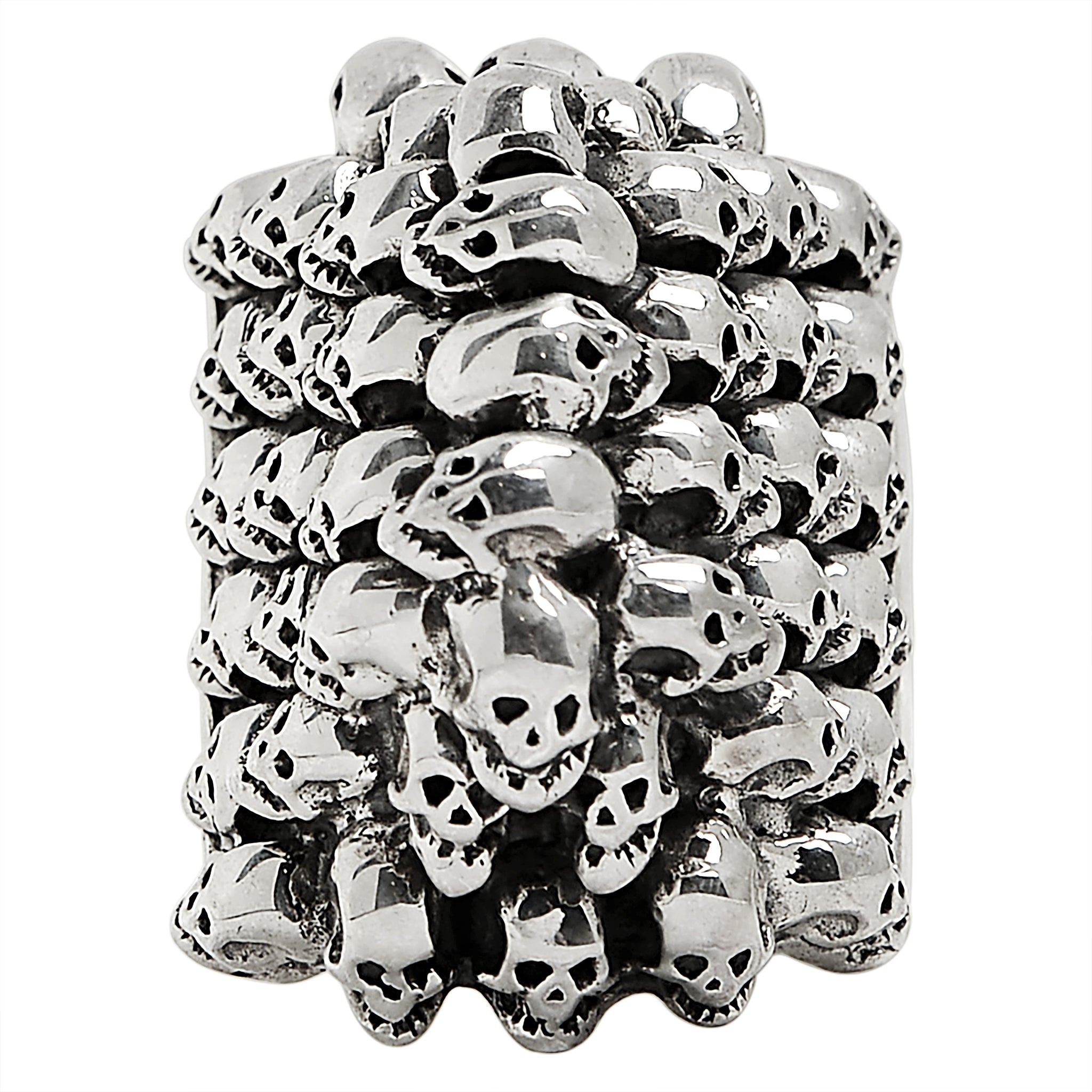 STERLING SILVER Stacked Skulls Ring / SSR0076