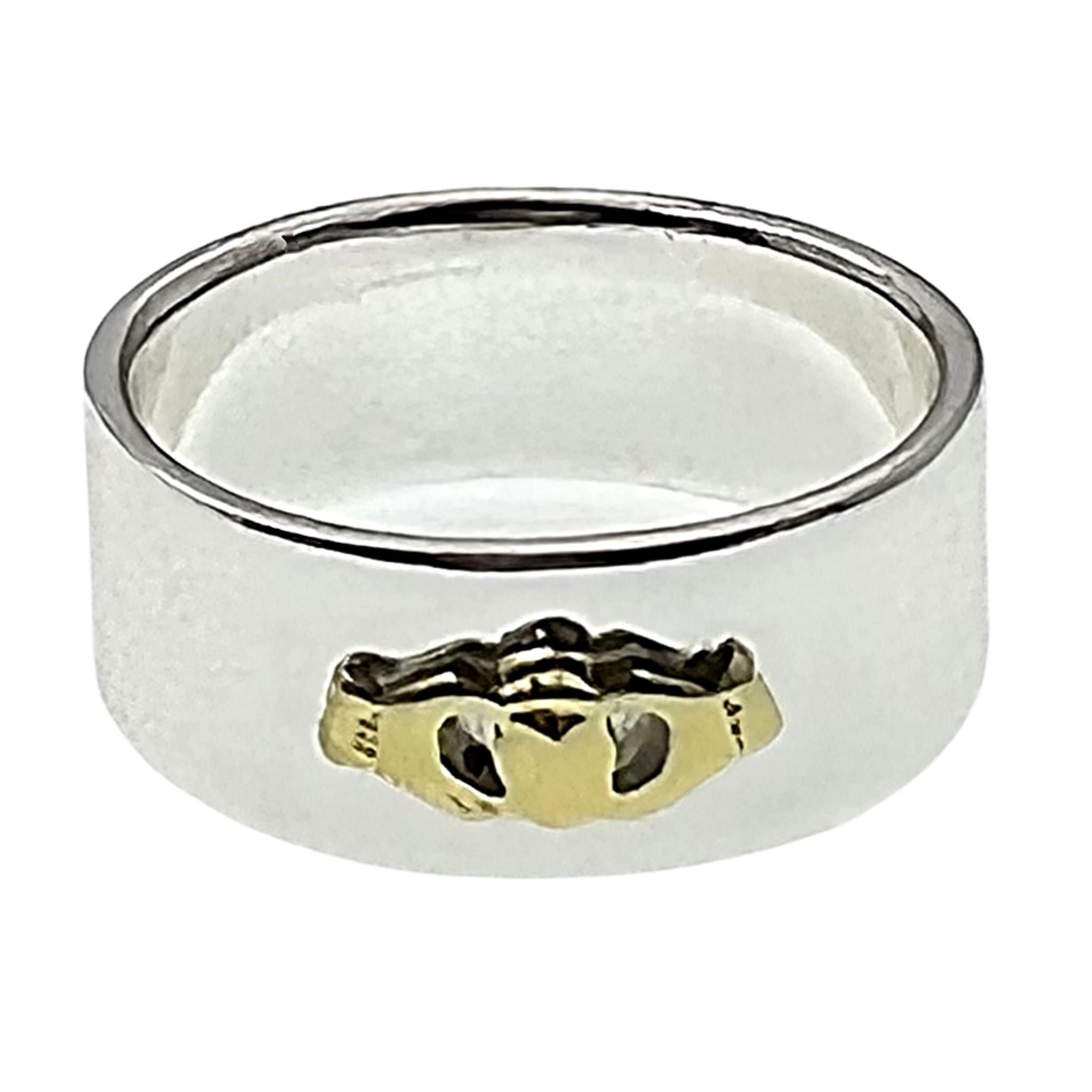 STERLING SILVER 18K Gold Plated Celtic Claddagh Ring / SSR0086