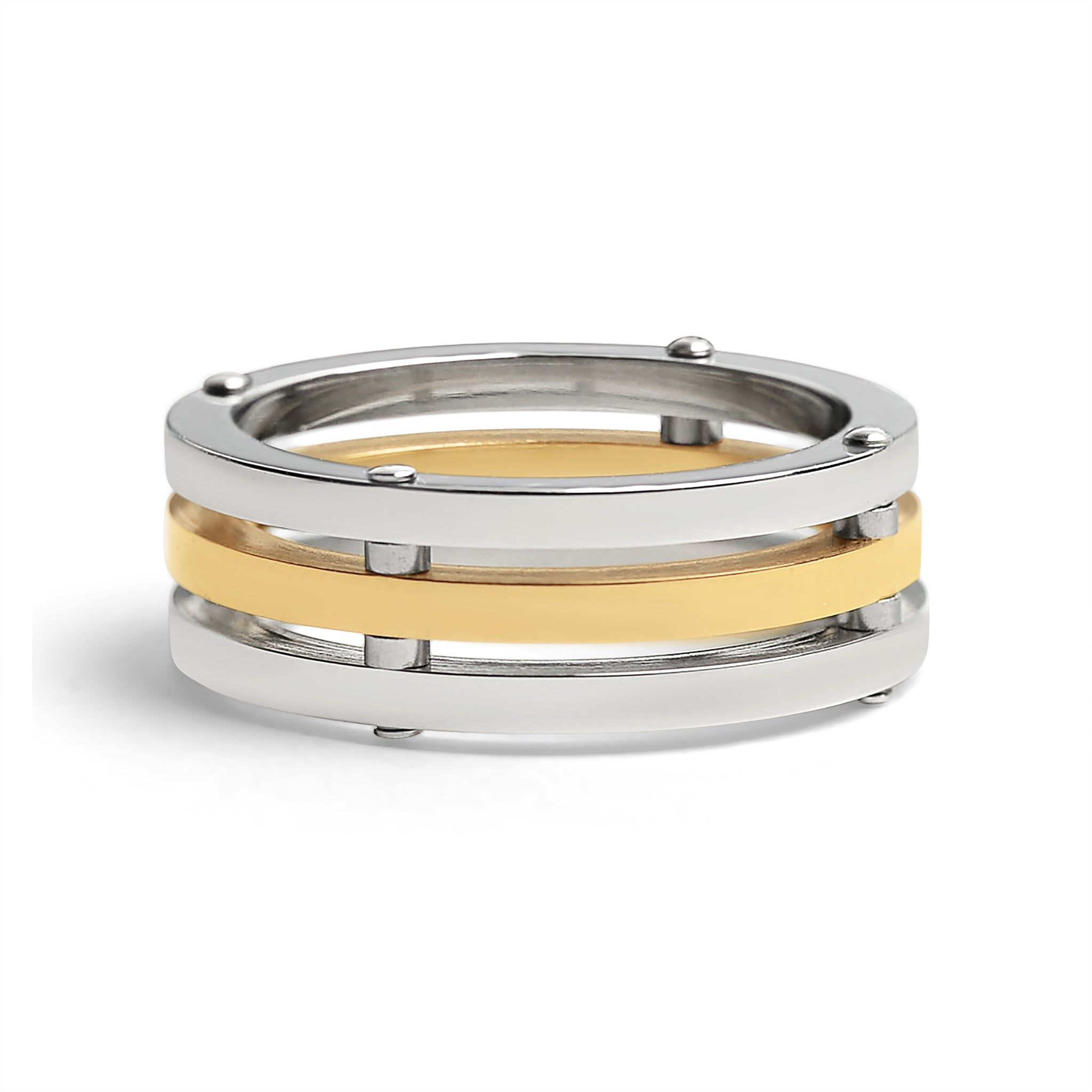 Gold Plated Spaced Stainless Steel RING / SSS0260