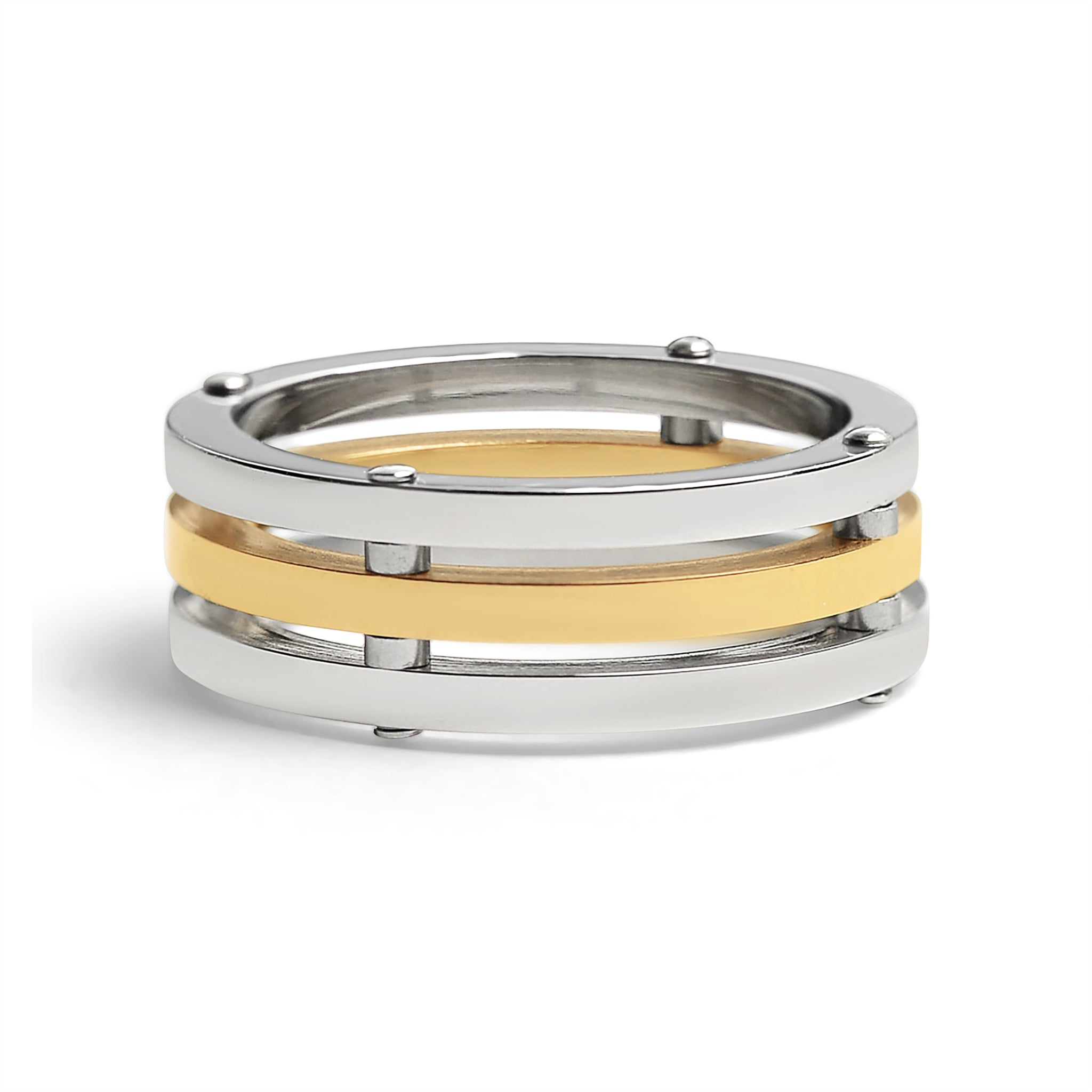 GOLD Plated Spaced Stainless Steel Ring / SSS0260