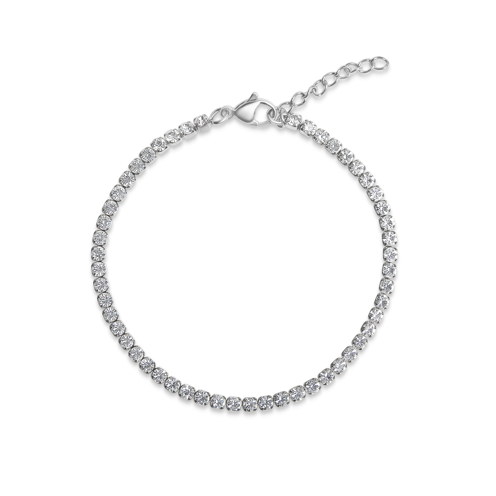 ''Stainless Steel CZ TENNIS Chain BRACELET With 1'''' Extension / TBR0001''