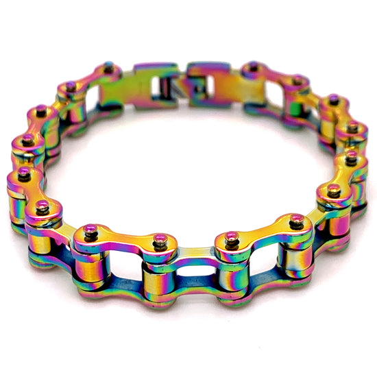 Stainless Steel Rainbow Bike Chain BRACELET / BRJ9021