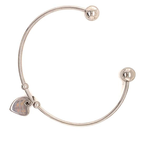 Stainless Steel Cuff BRACELET With Engravable Heart Charm / BRJ9034