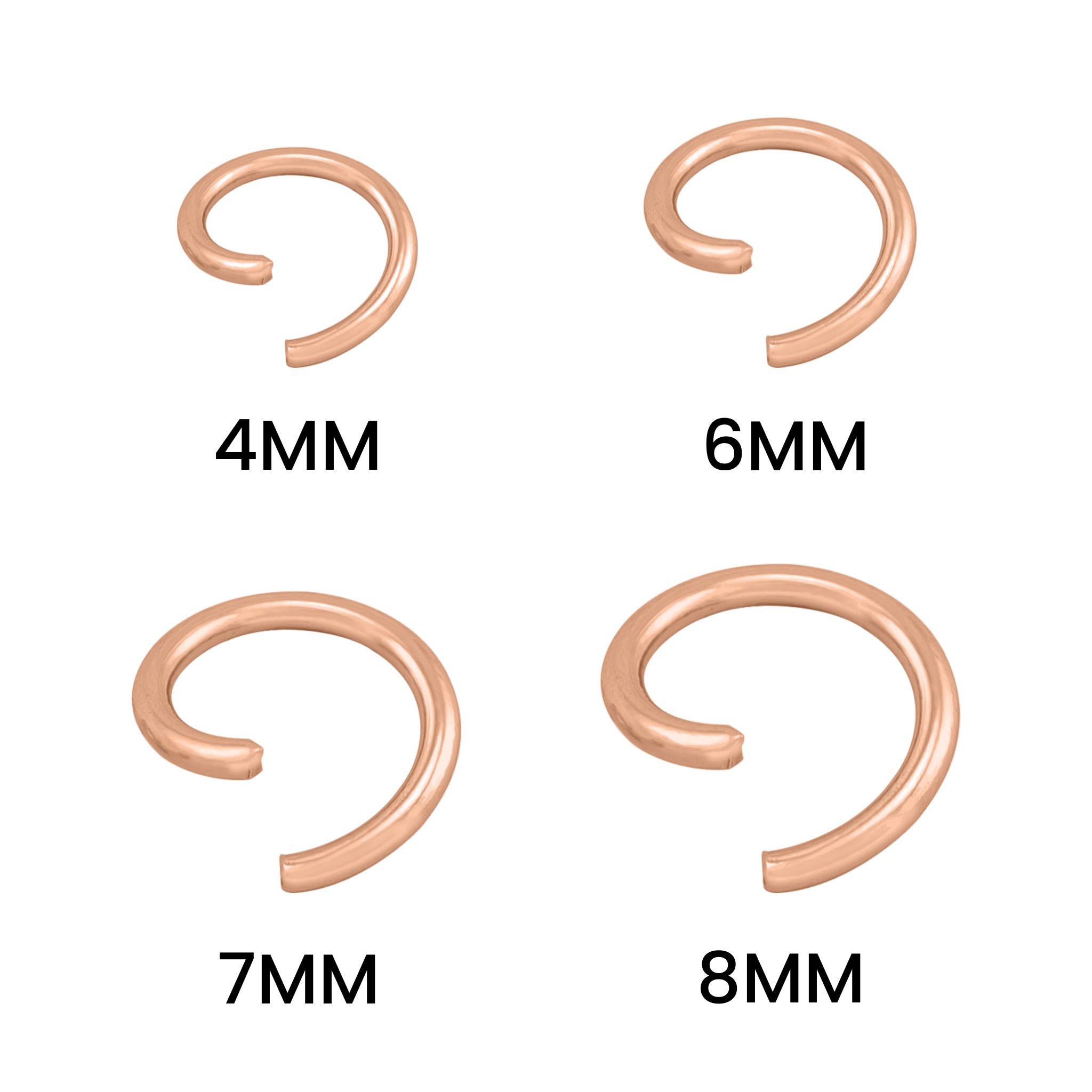 Stainless Steel 18K Rose GOLD Plated Saw Cut Jump Rings 100 Pack / ENC0005