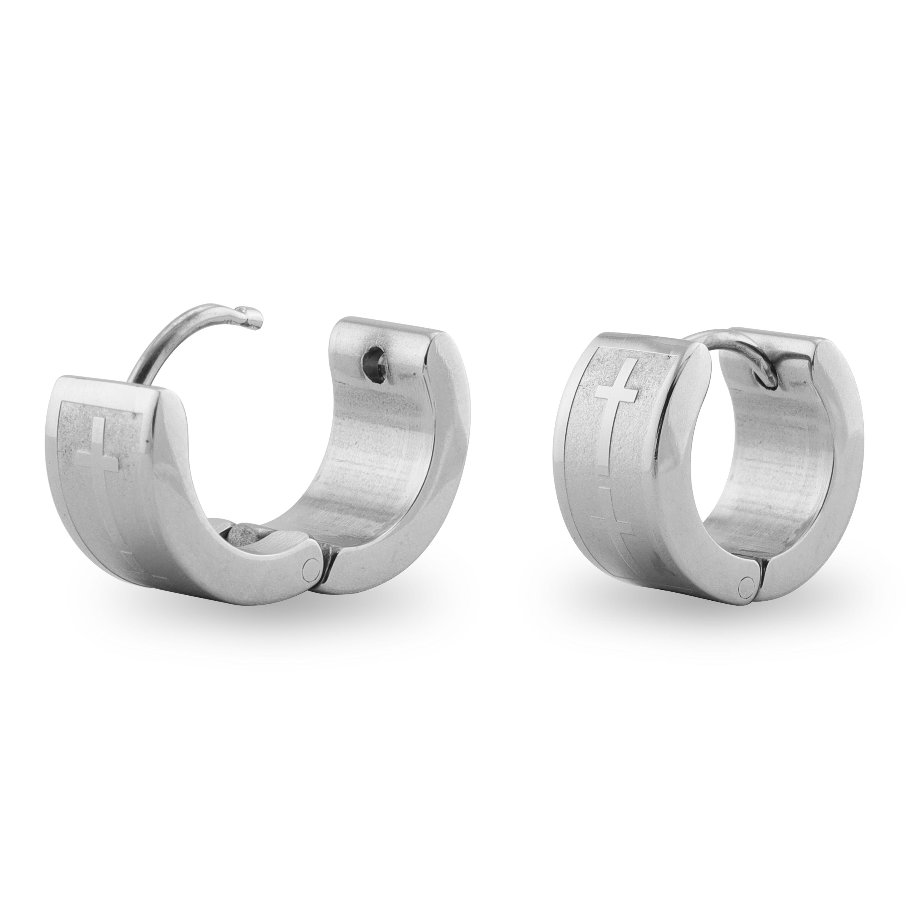 Stainless Steel Cross Hinged Hoop EARRINGS / ERJ2025