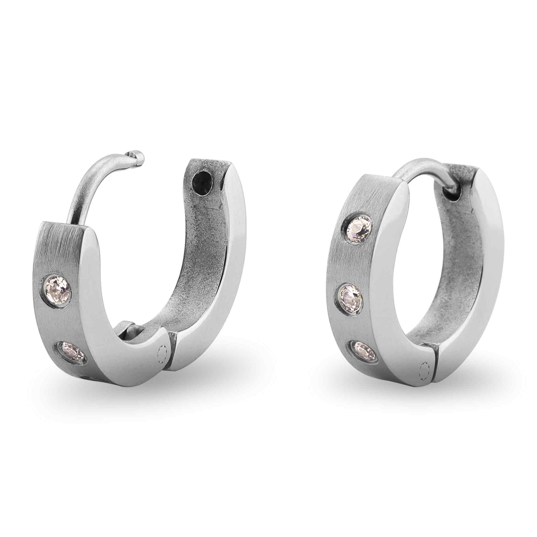 Stainless Steel CZ Hinged HOOP EARRINGS / ERJ2159