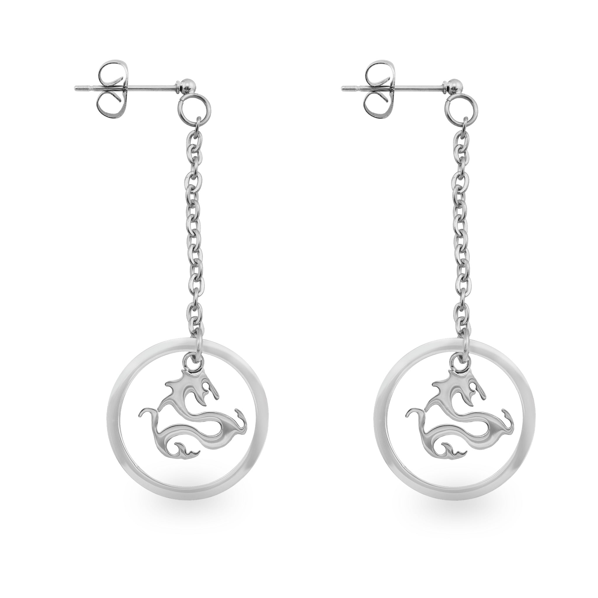 Stainless Steel Cutout Dragon Drop EARRINGS / ERJ3062