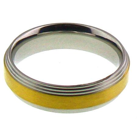 GOLD Center Grooved Edge Stainless Steel Ring / GRJ0007