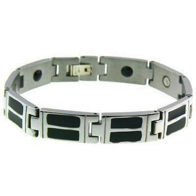 Stainless Steel Black Enamel Magnetic BRACELET / MBS0036