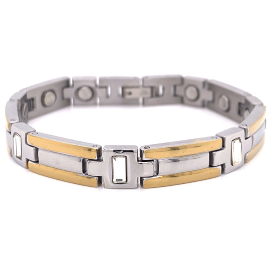 Stainless Steel & GOLD Plated Germanium Magnetic Bracelet / MBL0031