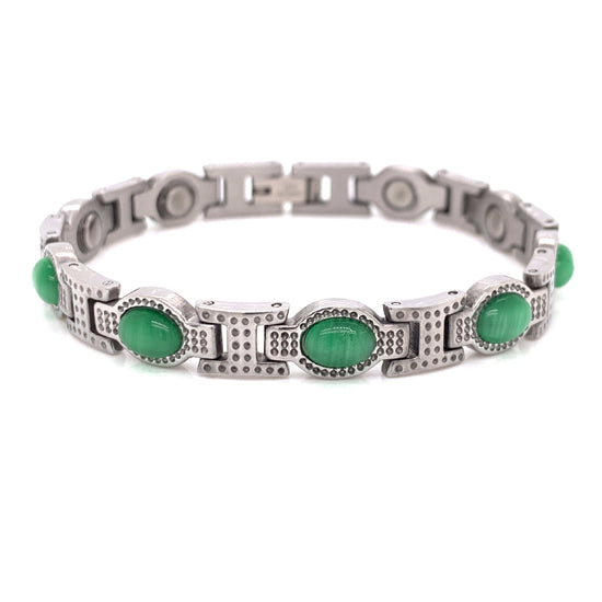 Stainless Steel Green Stone Magnetic BRACELET / MBL0037