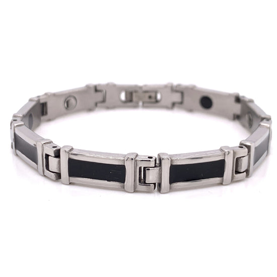 Black Enamel Stainless Steel Magnetic Bracelet / MBL0041