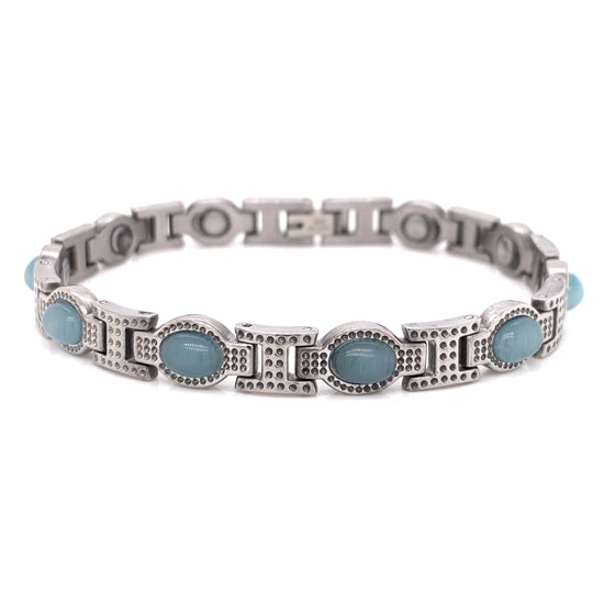 Stainless Steel And Turquoise Magnetic BRACELET / MBL020