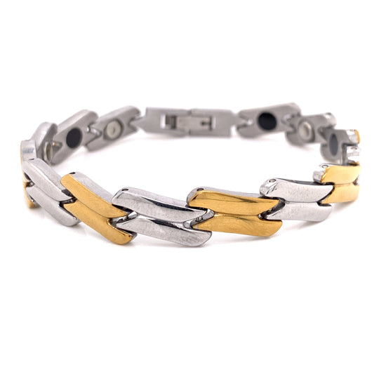 Stainless Steel And Gold Plated Magnetic BRACELET / MBL024