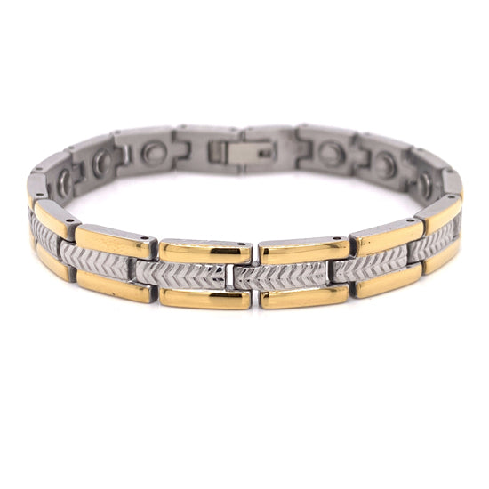 Stainless Steel And GOLD Plated Magnetic Bracelet / MBL026