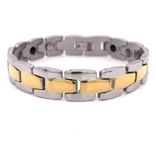 Stainless Steel & GOLD Plated Magnetic Bracelet / MBS0021