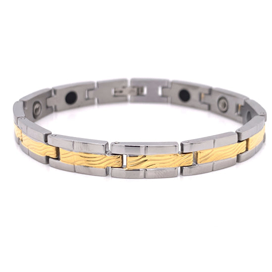 Stainless Steel & Gold Plated Magnetic BRACELET / MBS0029