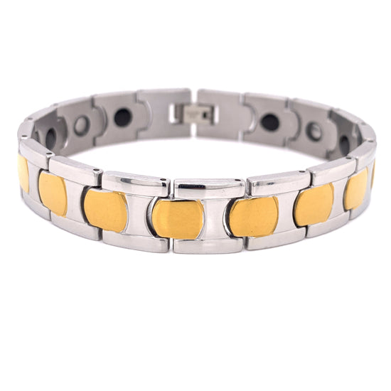 Stainless Steel & GOLD Plated Magnetic Bracelet / MBS0030