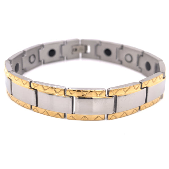 Stainless Steel & GOLD Plated Magnetic Bracelet / MBS0031