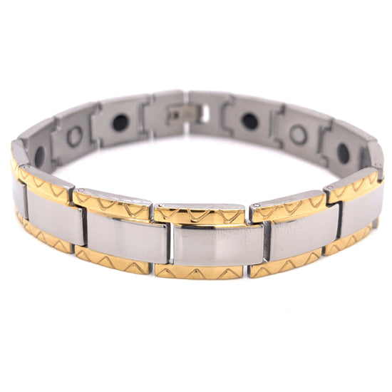 Stainless Steel & Gold Plated Magnetic BRACELET / MBS0031