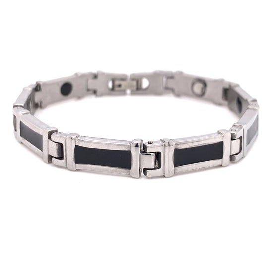 Stainless Steel Black Enamel Magnetic BRACELET / MBS0033