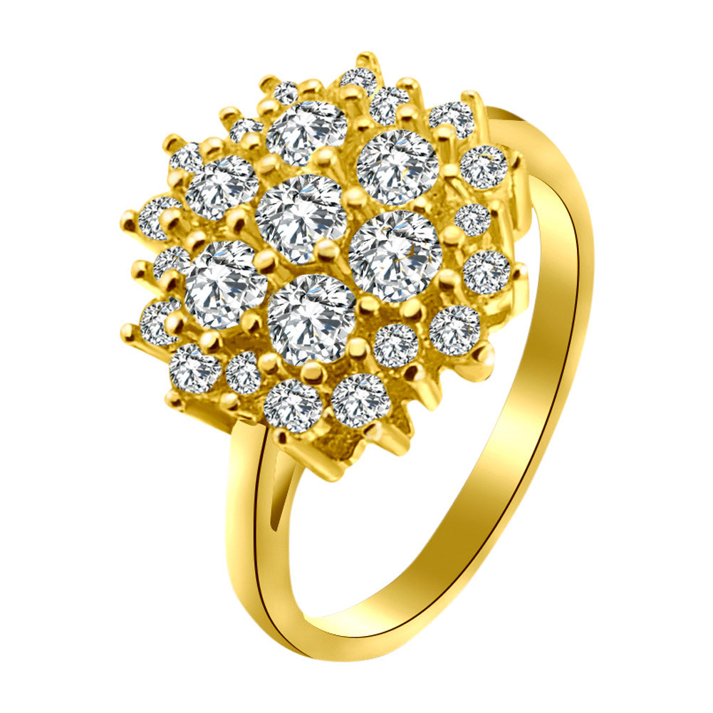 Sunburst CZ With Accent CZ Stones GOLD Over Brass Ring / FSR0009