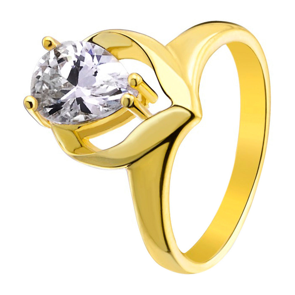 Teardrop CZ Gold Over Brass RING / FSR0011