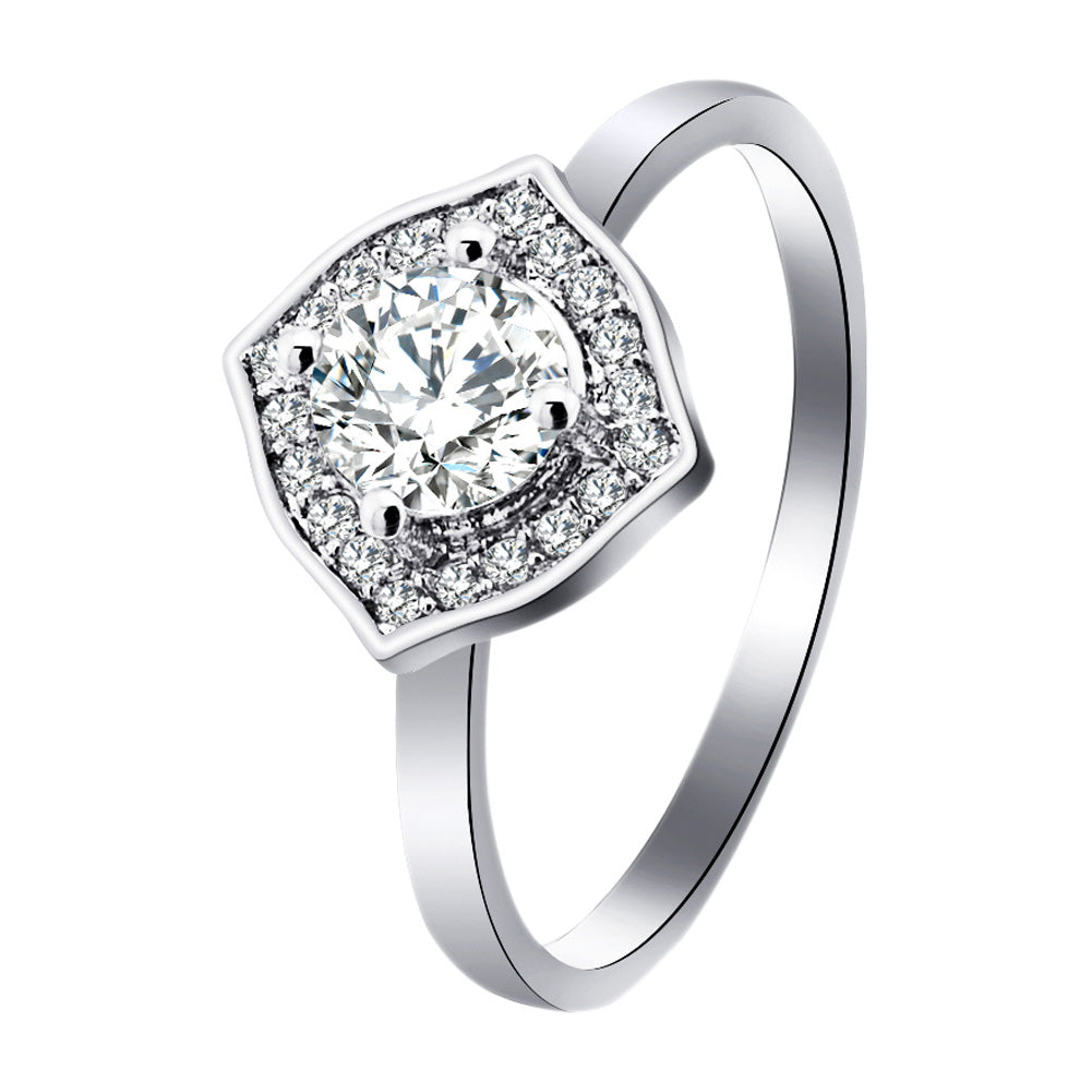 CZ With Accent CZ Stones White Gold Over Brass RING / FSR0014