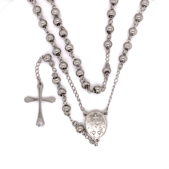 Stainless Steel Plain Cross Rosary NECKLACE / NKJ0062