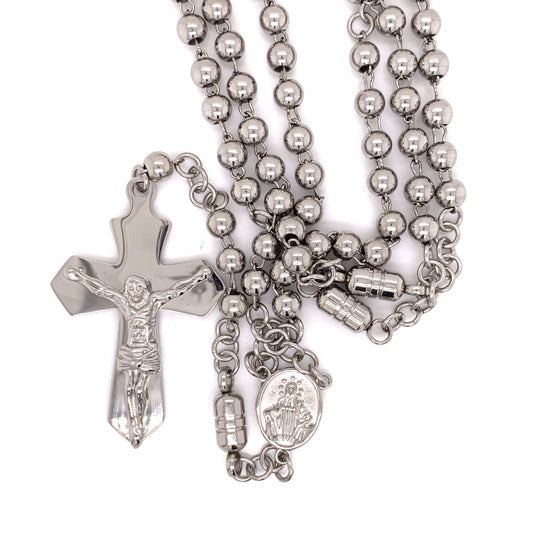Stainless Steel Cross ROSARY Necklace / NKJ0067