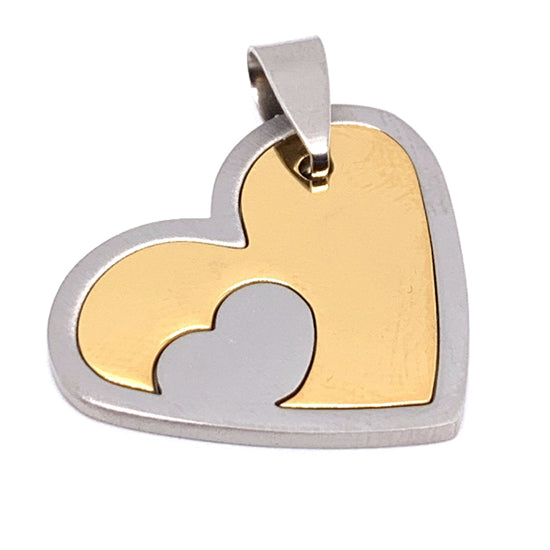 Double Heart PUZZLE Stainless Steel Pendant / PDC9003