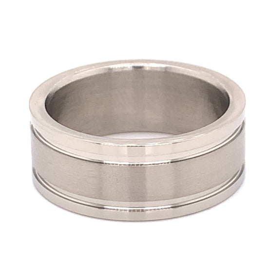 Flat Polished Center Stainless Steel Grooved Edge RING / PRJ0031