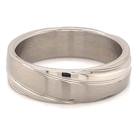 Groove Design Highly Polished Flat Stainless Steel Ring / PRJ2362