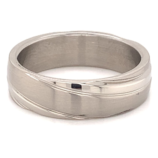 Groove Design Highly Polished Flat Stainless Steel RING / PRJ2362