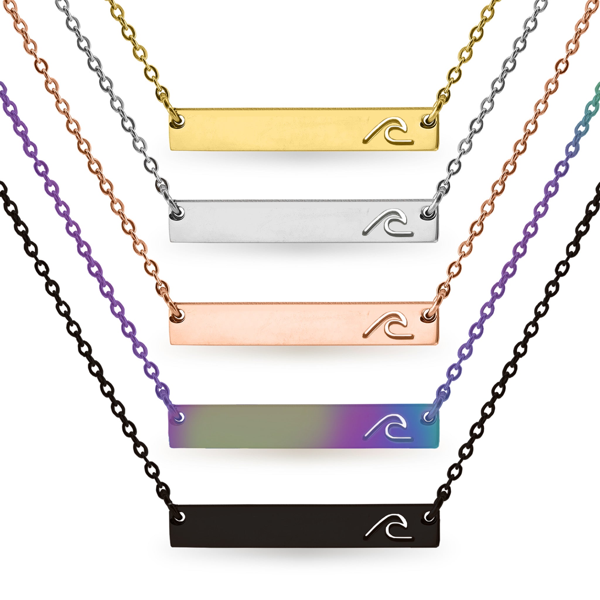 Cutout Wave Bar Stainless Steel NECKLACE / SBB00107