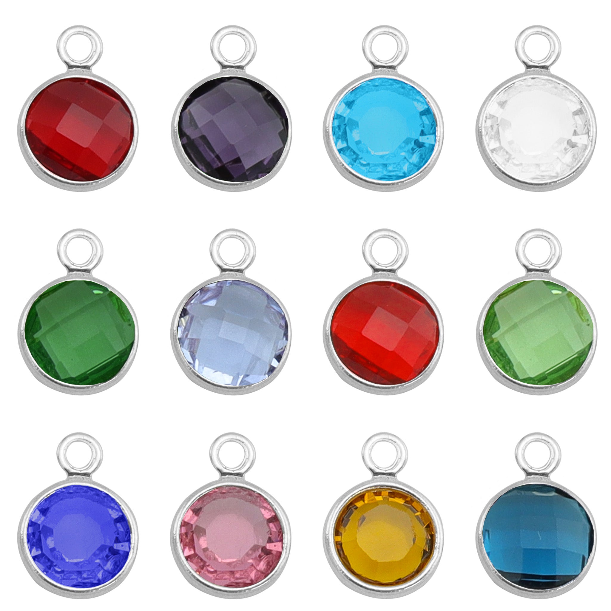 Image of Stainless Steel Birthstone Colored CZ Stone Charms / SBB0034