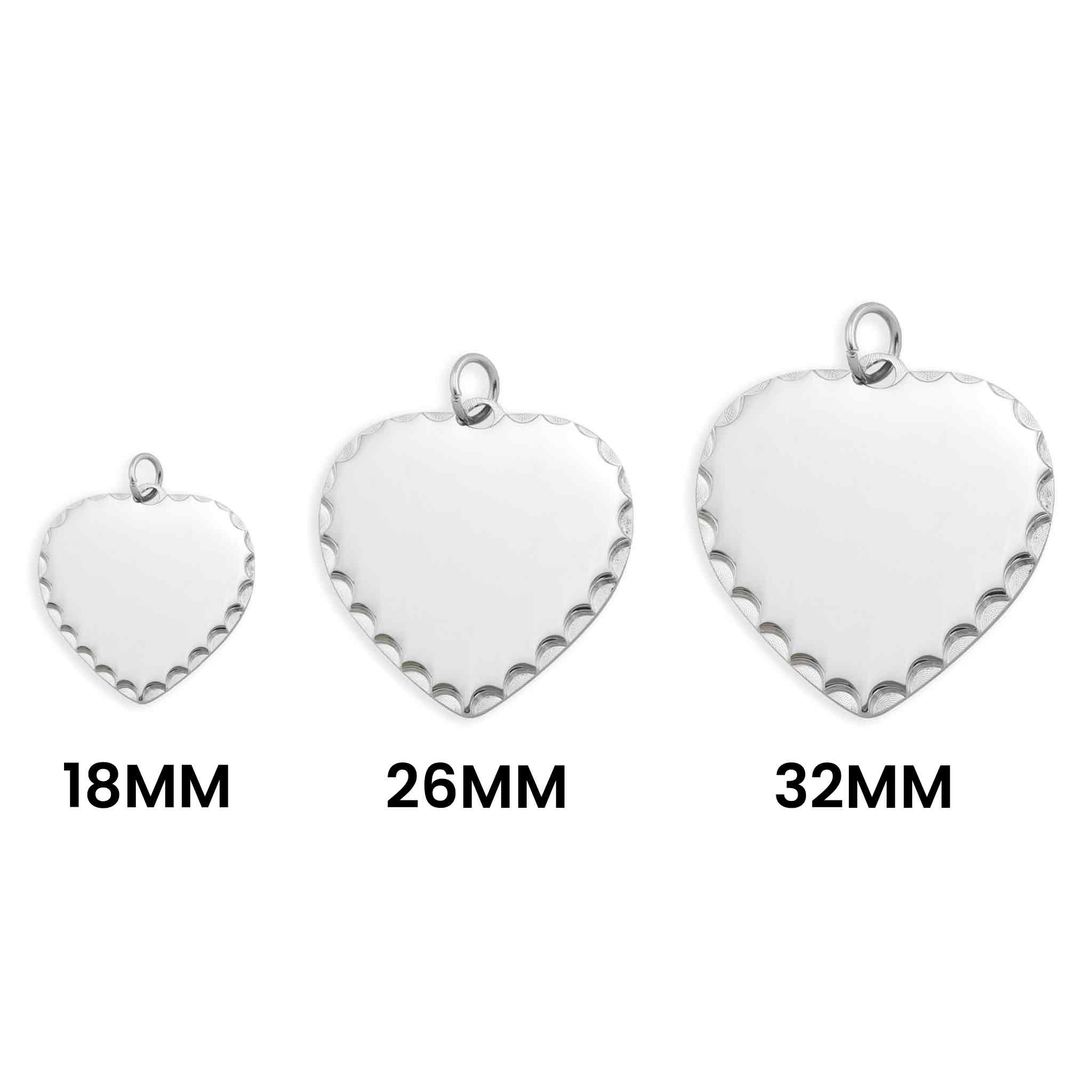 Detailed Edge Blank Stainless Steel Heart Pendant / SBB0051