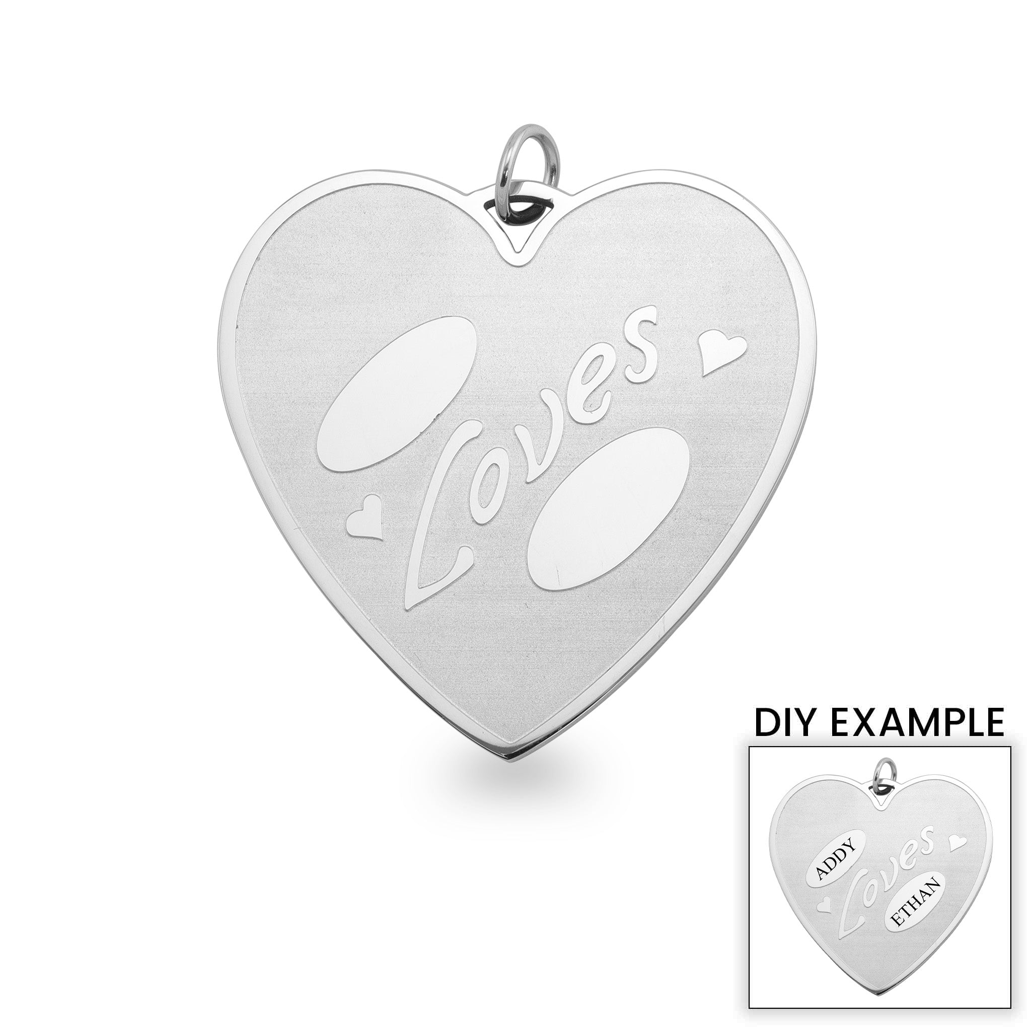 ''Large Detailed Stainless Steel ''''Loves'''' Heart PENDANT / SBB0097''