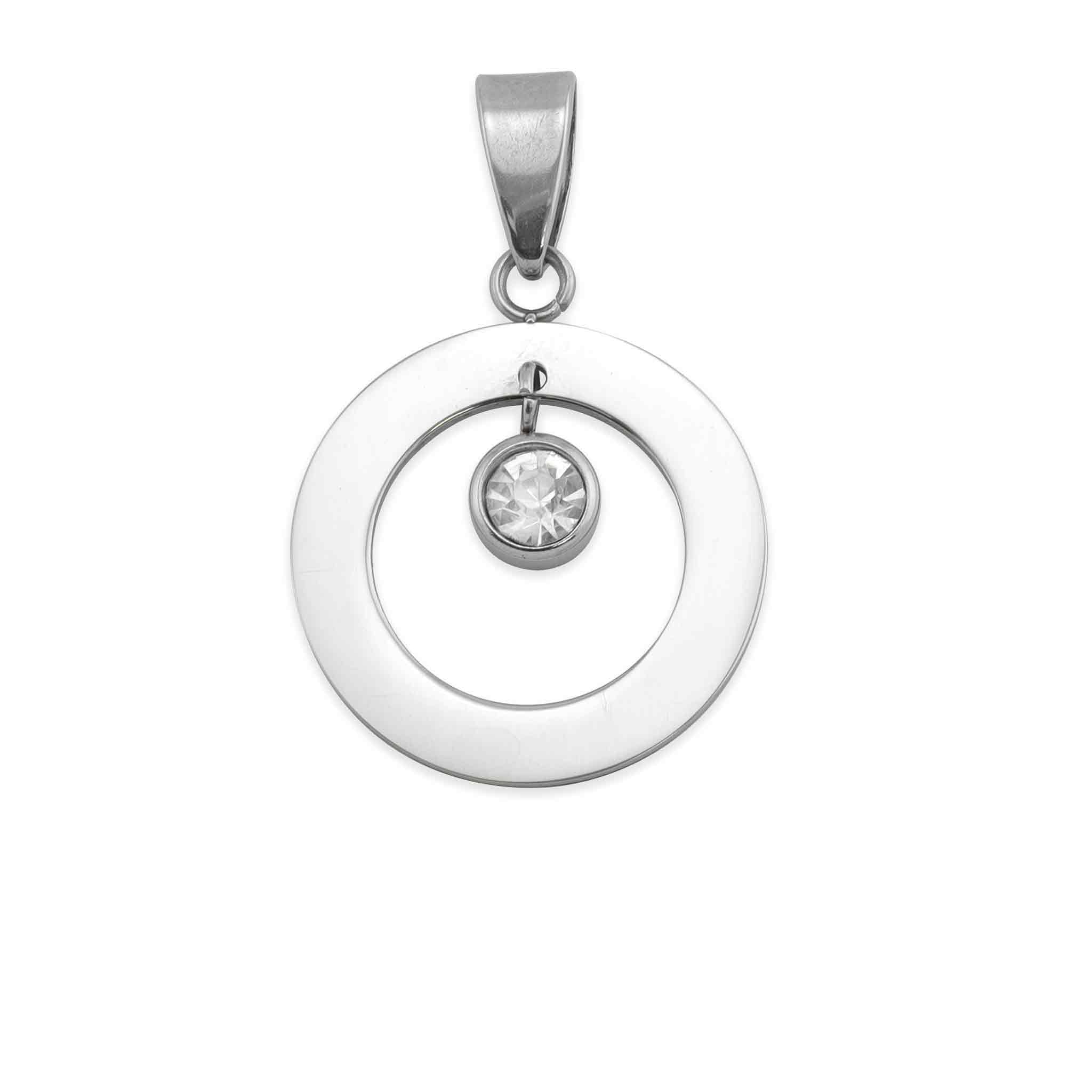 CZ Stainless Steel Circle PENDANT / SBB0054