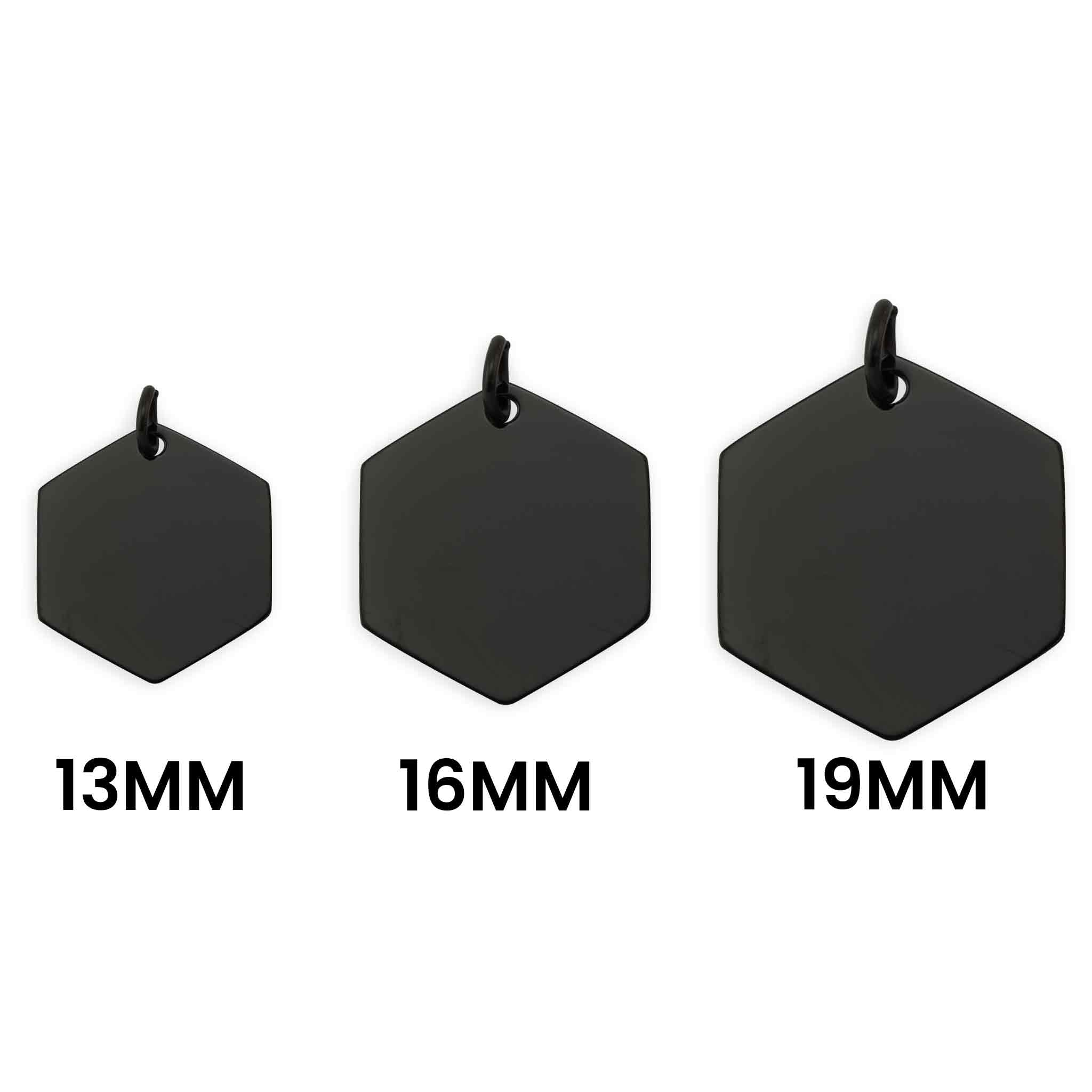 Black Stainless Steel Blank Hexagon Pendant / SBB0234