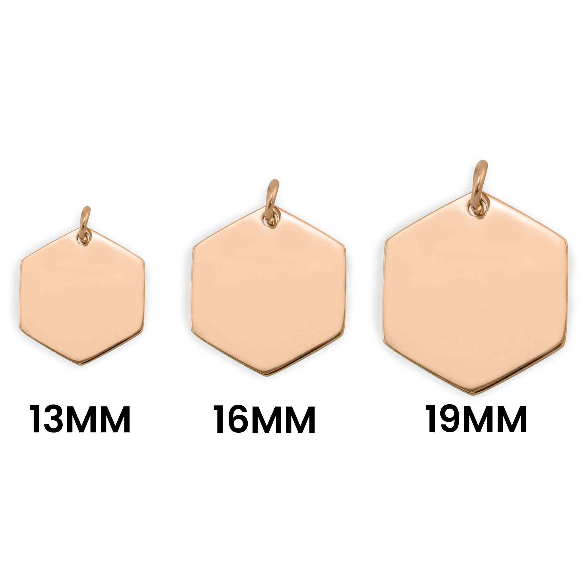 18K Rose Gold Plated Stainless Steel Blank Hexagon PENDANT / SBB0237