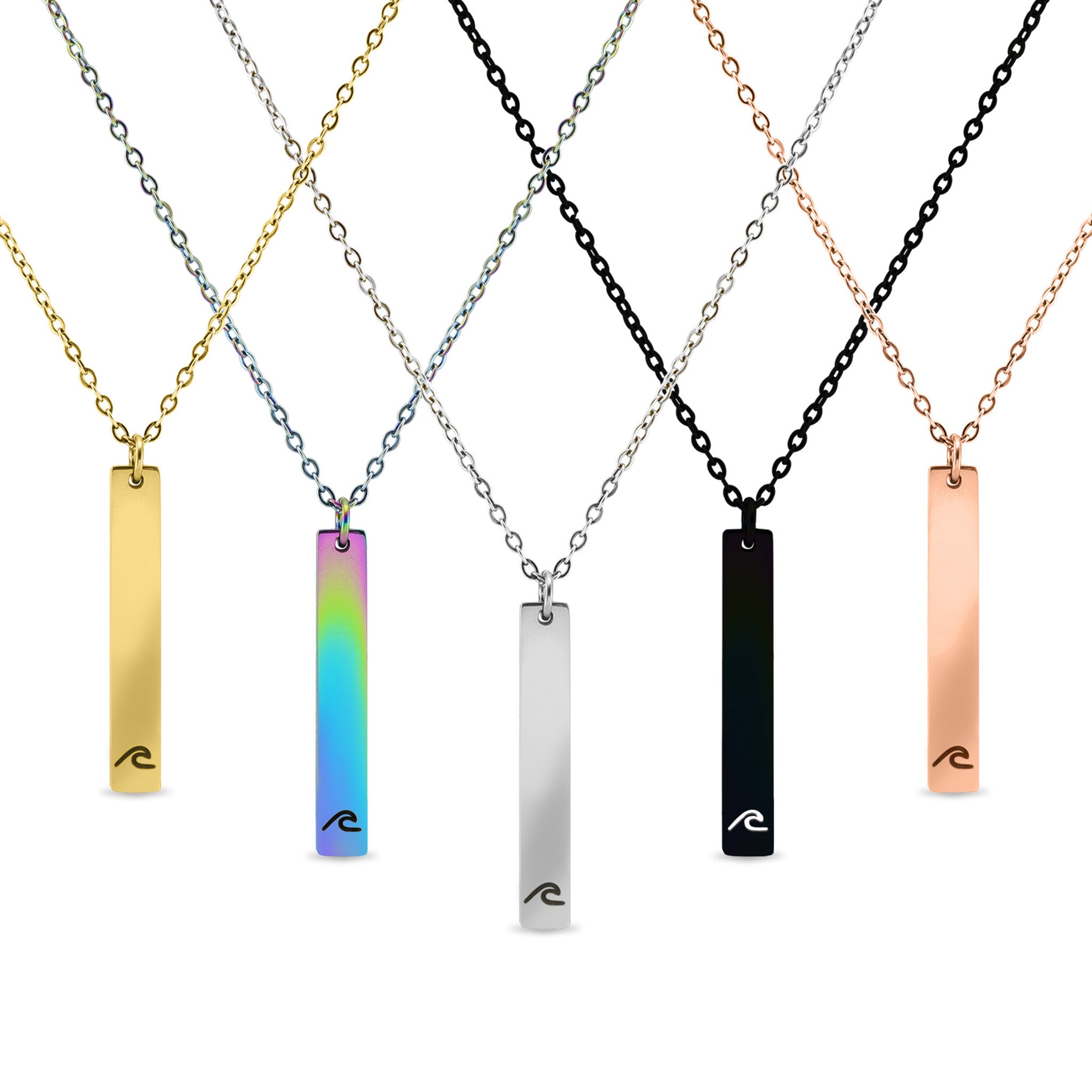 Wave Cutout Vertical Stainless Steel Bar Necklace / SBB0298