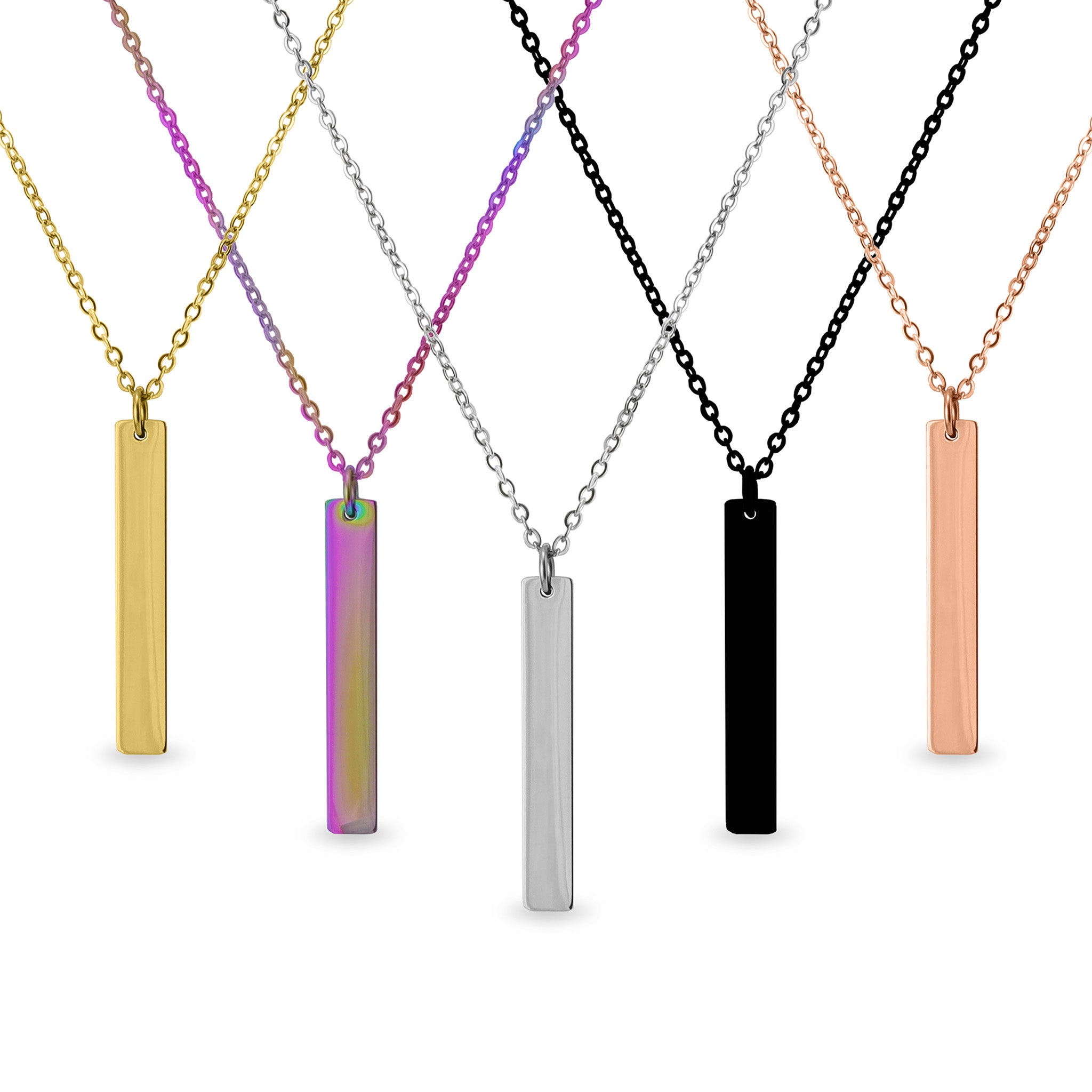 Vertical Stainless Steel Bar Necklace / SBB0299